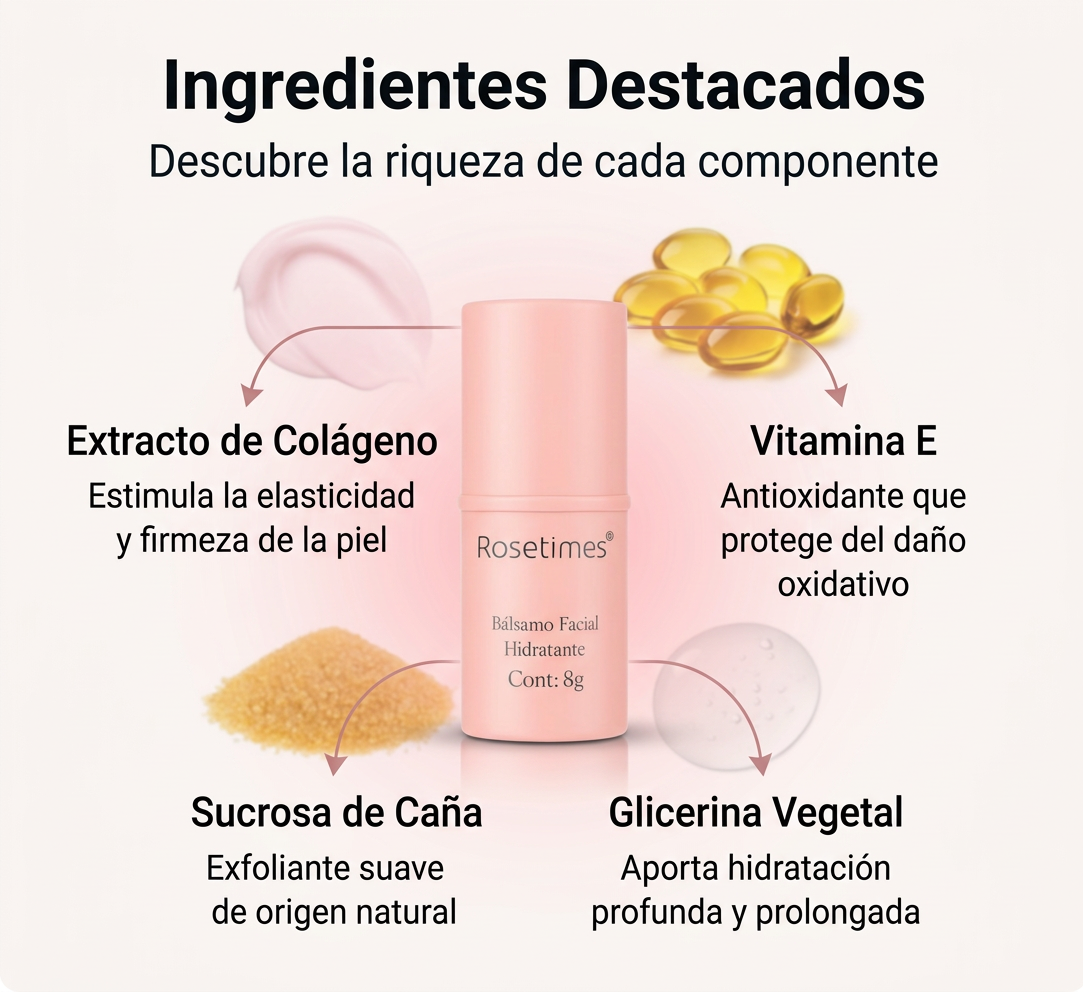 Bálsamo coreano facial hidratante antiarrugas Rosetimes