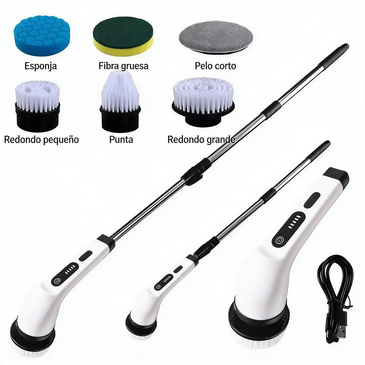 Cepillo Limpiador Eléctrico Giratorio Recargable 9 en 1 con Extensión + Pasta Limpiadora de Ollas y grasa